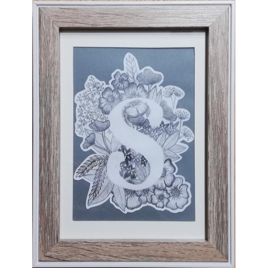 Cadre monogramme fleuri S